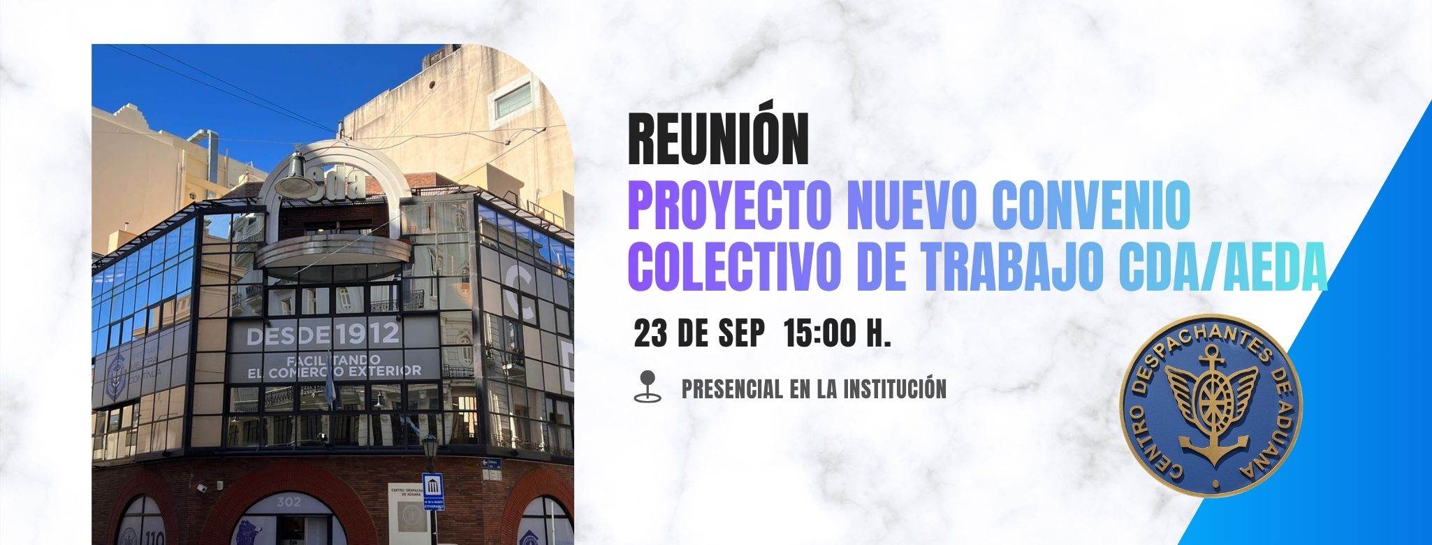 Convocatoria a reunión por el proyecto de un nuevo Convenio Colectivo de Trabajo CDA/AEDA