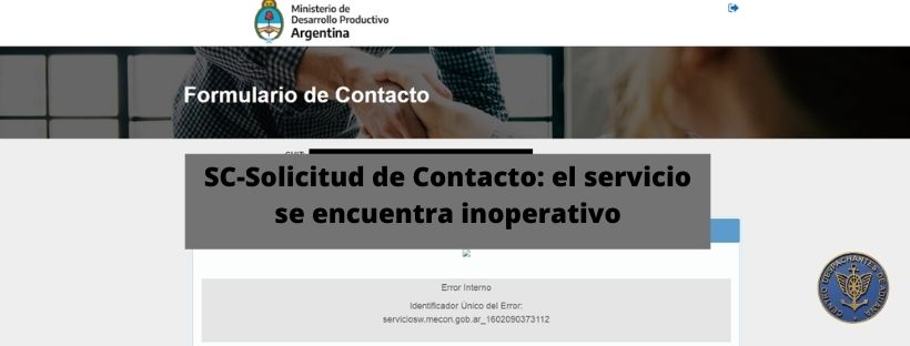 SC-Solicitud de Contacto: el servicio se encuentra inoperativo