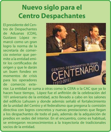 NUEVO SIGLO PARA EL CENTRO DESPACHANTES